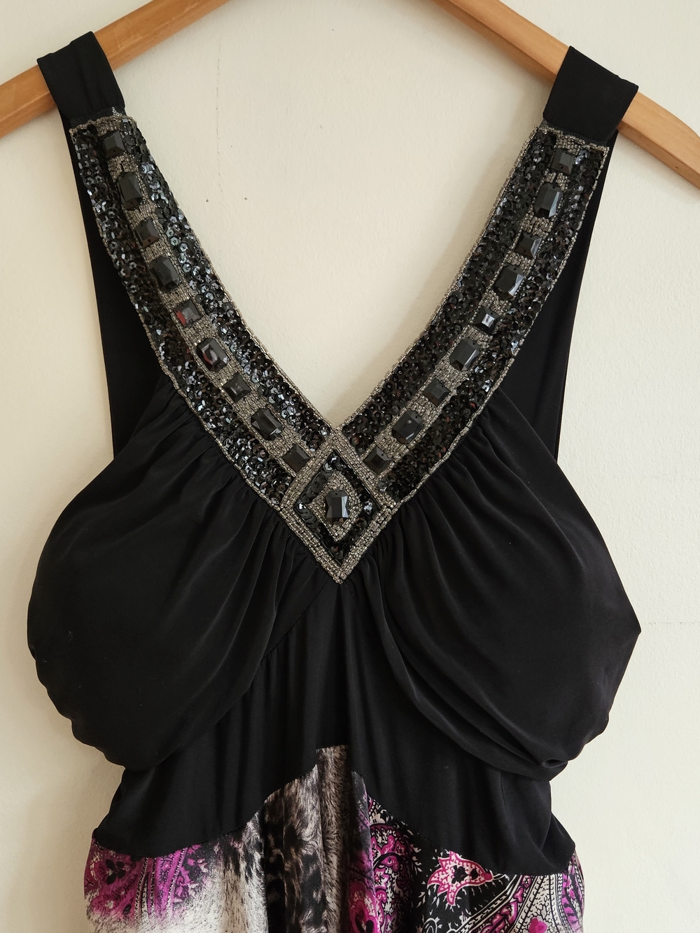 Black & Pink Paisley Asymmetrical Handkerchief Hem Dress - Picture 7 of 14